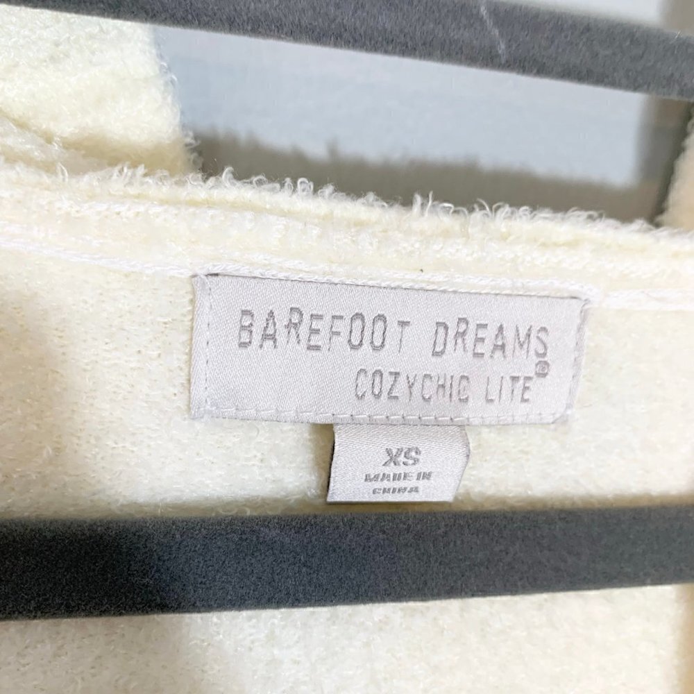 Barefoot Dreams CozyChic Lite Cardigan Women‎ XS Cream Hooded Open Front Pockets - Picture 7 of 11